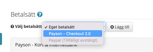 Kassan visar Payson Checkout 2.0 och Fakturabetalning